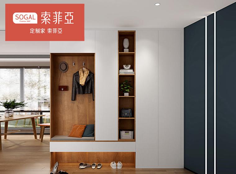 索菲亞全屋定制入戶鞋柜玄關(guān)柜門口柜一體靠...