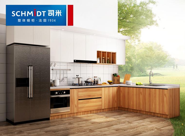 法國(guó)司米櫥柜定制定做整體石英石臺(tái)面防火板廚房廚柜艾珂羅系列