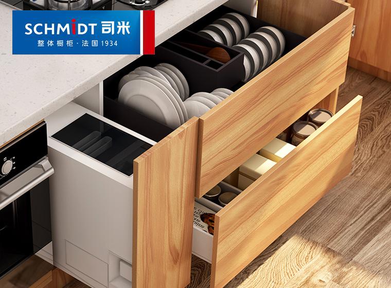 法國(guó)司米櫥柜定制定做整體石英石臺(tái)面防火板廚房廚柜艾珂羅系列